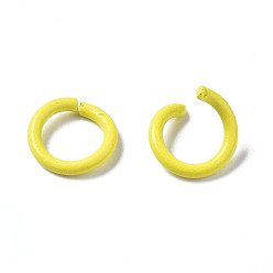 Желтый Открытые прыжковые кольца из окрашенного распылением железа, желтые, 18 датчик, 10.5x1 мм, внутренний диаметр: 8 мм, Около 3850 шт / 1000 г