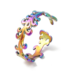 Rainbow Color Placage ionique (ip) 304 anneau de manchette ouvert en acier inoxydable pour femme, couleur arc en ciel, taille us 8 3/4 (18.7 mm)