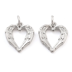 Платина Стойки обшивки латунные подвески, без кадмия и без свинца, долговечный, сердце, платина, 14x13x2 мм, отверстие : 5 мм