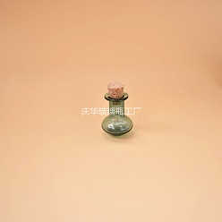 Dark Sea Green Mini Glass Bottle, with Cork Plug, Wishing Bottle, for Charms Making, Dark Sea Green, 1.6x2.1cm