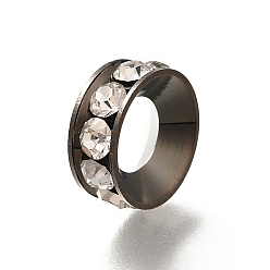 Коричневый Латунные бусины разделители для поставки стразов, без кадмия и без свинца, долговечный, стойки покрытие, кольцо, кофе, 12.5x5 мм, отверстие : 6.5 мм