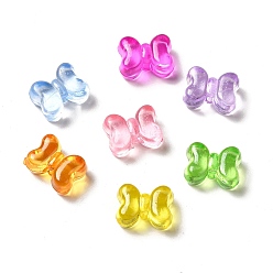 Mixed Color Transparent Acrylic Beads, Bowknot, Mixed Color, 11x15x8mm, Hole: 3mm, about 550pcs/500g