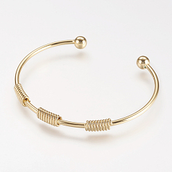 Real 18K Gold Plated Brass Cuff Bangle, Real 18K Gold Plated, 1-3/4 inchx2-3/8 inch(47x59mm)