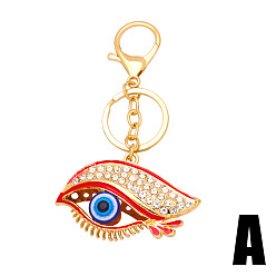 kca35-A Colored rhinestone devil's eye metal keychain pendant creative small gift bag pendant kca36