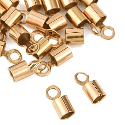 Золотой Ионное напыление (IP) 304 обжимные концы шнура из нержавеющей стали, заглушки для шнуров колонн, зажимы, трубки для изготовления ювелирных изделий, золотые, 7.4x3.3 мм, отверстие : 1.7 мм, внутренний диаметр: 2.5 мм