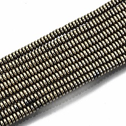 Pale Goldenrod Electroplate Non-magnetic Synthetic Hematite Beads Strands, Flat Round/Disc, Pale Goldenrod, 2x1mm, Hole: 0.8mm, about 450~456pcs/strand, 15.75 inch~15.94 inch(40cm~40.5cm)