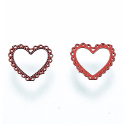 Dark Red Heart Spray Painted 430 Stainless Steel Cabochons, Nail Art Decorations Accessories, Dark Red, 0.5x0.55x0.03cm