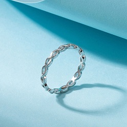 Платинированный Родиевое покрытие 925 кольца на палец из стерлингового серебра, кольцо бесконечности для женщин, пустое кольцо, с печатью s925, Реальная платина, 2.7 мм, размер США 8 (18.1 мм)