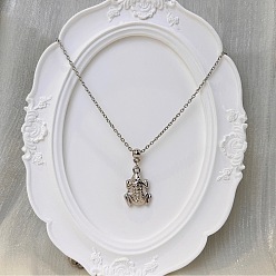 Лягушка Европейский минималистский кулон из пластика CCB с железным кабелем и цепочкой для женщин и девочек, серебряный цвет гальваническим, лягушка, 19.69 дюйм (50 см), Лягушка: 24x16x5 мм