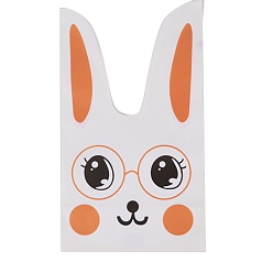 Rabbit Plastic Long Ear Cookie Bags, Candy Gift Bags, for Party Gift Supplies, Rabbit Pattern, 17x10cm, 50pcs/set