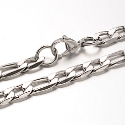 Stainless Steel Color 304 Stainless Steel Figaro Chain Necklaces, Faceted, Stainless Steel Color, 24 inch(61cm)