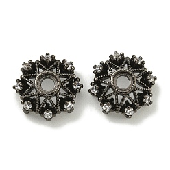 Черный Цвет Металла Покрытие стойки латунь микро паве прозрачные колпачки из кубического циркония, долговечный, без свинца и без кадмия, цветок, металлический черный , 14x5.5 мм, отверстие : 2.8 мм