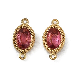 Светло-Вишневый Ионное покрытие (ip) 304 овальные звенья из нержавеющей стали с кубическим цирконием, подвески-подвески, реальный 18 k позолоченный, светло-вишневый, 12.5x6.5x2.5 мм, отверстие : 0.8 мм
