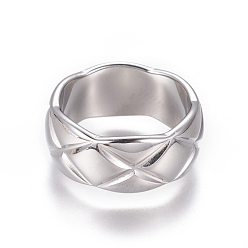 Stainless Steel Color 304 Stainless Steel Finger Rings, Wide Band Rings, Stainless Steel Color, Size 6~10, 16~20mm