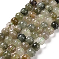 Rutilated Quartz Natural Green Rutilated Quartz Beads Strands, Round, 8mm, Hole: 1.2mm, about 46~48pcs/strand, 14.88~15.24''(37.8~38.7cm)