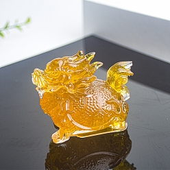 Citrine Resin Dragon Turtle Display Decoration, with Natural Citrine Chips inside Statues for Home Office Decorations, 75x50x57mm