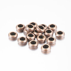 Red Copper Tibetan Style Alloy Beads, Cadmium Free & Nickel Free & Lead Free, Rondelle, Red Copper, 10x6mm, Hole: 5mm