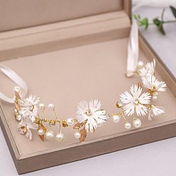 White Pearl Edition Simple Crystal Beaded Handmade Hairband for Bride Wedding Bridal Veil Hair Accessories