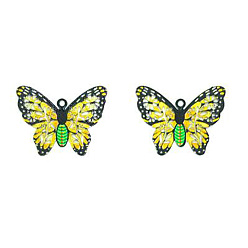 Yellow Spray Painted 430 Stainless Steel Filigree Pendants, Butterfly Charm, Yellow, 16x20x0.5mm, Hole: 1mm
