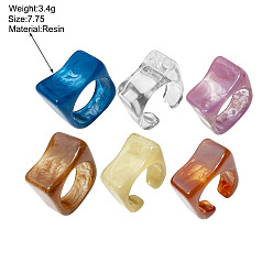 B10-01-17 Chic Resin Macaron Rings Set - 5 Pieces of Creative and Fashionable Accessories