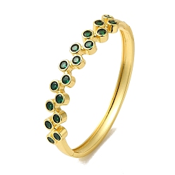 Green Brass Pave Cubic Zirconia Hinged Bangles for Women, Golden, Green, Inner Diameter: 2-1/4 inch(5.75cm)