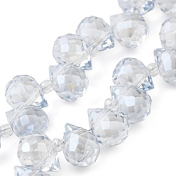 Светлый Стально-синий Стеклянные бусины с гальваническим покрытием , слеза, светло-стальной синий, 10~11x8 мм, отверстие : 1 мм, около 93 шт / нитка, 62 см