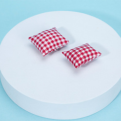 Tartan Mini Pillow, Simulated Cushion, Dollhouse Household Accessories, for Miniature Bedroom, Tartan, 46~50x34~43x18~31mm