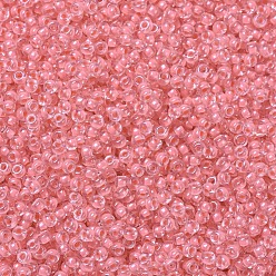 (RR210) Rose Pink Lined Crystal MIYUKI Round Rocailles Beads, Japanese Seed Beads, (RR210) Rose Pink Lined Crystal, 11/0, 2x1.3mm, Hole: 0.8mm, about 5500pcs/50g