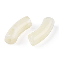 Бежевый Акриловые бусины, имитация драгоценных камней, изогнутая трубка, бежевые, 36x13.5x11.5 мм, отверстие : 4 мм, Около 148 шт / 500 г