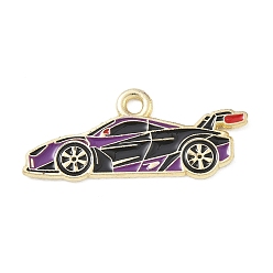 Blue Violet Racing Car Theme Alloy Enamel Pendants, Car Charms, Golden, Blue Violet, 13.5x32.5x1mm, Hole: 2.3mm