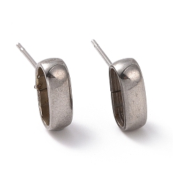 Stainless Steel Color 201 Stainless Steel Stud Earring Findings, with Horizontal Loop and 316 Stainless Steel Pin, Oval, Stainless Steel Color, 10x3.5mm, Hole: 2.5mm, Pin: 0.7mm