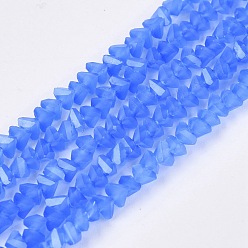 Озёрно--синий Стеклянные бусины, имитация нефрита , треугольные, граненые, Плут синий, 2~2.5x3.5~4x3.5~4 мм, отверстие : 0.8~0.9 мм, около 126~132 шт / нитка, 13.78~14.96 дюйм (35~38 см)