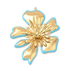 Бирюза 304 эмаль нержавеющей стали большие кулоны, , ионное покрытие (ip), реальный 18 k позолоченный, бирюзовые, 54.5x42.5x7 мм, отверстие : 1.6 мм