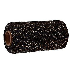 Черный Двухцветные хлопковые нити, макраме шнур, декоративные нитки, для поделок ремесел, упаковка подарков и изготовление ювелирных изделий, чёрные, 2 мм, около 109.36 ярдов (100 м) / рулон
