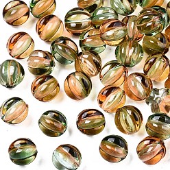 Персиковый Слойка Двухцветный прозрачный баллончик с акриловой краской, для именных браслетов и изготовления ювелирных изделий, круглые, розовые, 7.5x8x7.5 мм, Отверстие : 1.5 мм , около 2090 шт / 500 г