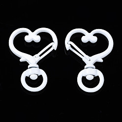 Белый Из экологически чистого сплава, окрашенного распылением, поворотные карабины с карабинами, без кадмия, без никеля и без свинца, сердце, белые, 34x24x6.5 мм, отверстие : 5x9 мм