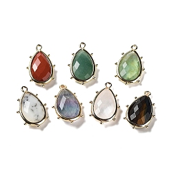 Смешанные камни Природные и синтетические Gemstone подвески, с кромкой из платиновой латуни, граненые, слеза, 22.5x14x5.5 мм, отверстие : 1.6 мм.