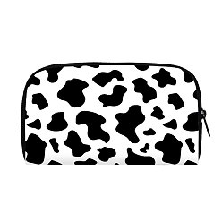 Black Cow Print Polyester Wallets with Zipper, for Women's Bags, Rectangle, Black, 19x11x2cm