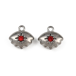 Сиамский 304 прелести нержавеющей стали, со стразами, очарование глаз, Сиам, 11.5x12x5 мм, отверстие : 1.6 мм