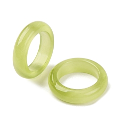 Желто-Зеленый Cat Eye палец кольца, простые кольца для женщин, желто-зеленый, 6 мм, размер США 7 1/4 (17.5 мм)