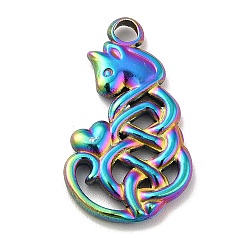 Rainbow Color Ion Plating(IP) 201 Stainless Steel Pendants, Fox Charms, Rainbow Color, 23.5x14x2.5mm, Hole: 2.5mm