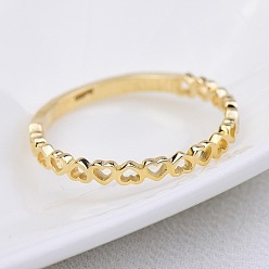 Golden Alloy Finger Rings, Hollow Heart, Golden, US Size 7(17.3mm)