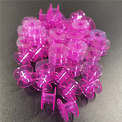 Fuchsia Transparent Plastic Bobbins, Sewing Thread Holders, for Sewing Tools, Fuchsia, 20x10mm, Hole: 6mm