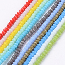 Mixed Color Imitation Jade Glass Beads Strands, Faceted, Rondelle, Mixed Color, 3x2mm, Hole: 0.5mm, about 160~165pcs/strand, 15.35 inch~15.75 inch(39~40cm)