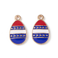Colorful Independence Day Alloy Enamel Pendants, Teardrop with Star Charms, Light Gold, Colorful, 18x10.5x2mm, Hole: 2mm