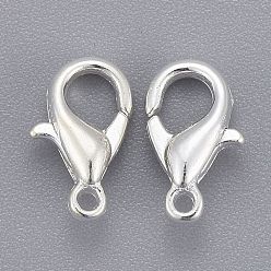 Silver Zinc Alloy Lobster Claw Clasps, Parrot Trigger Clasps, Cadmium Free & Lead Free, Silver, 21x12mm, Hole: 2mm