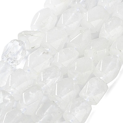 Quartz Crystal Natural Quartz Crystal Beads Strands, Rock Crystal Beads, with Seed Beads, Faceted, Rhombus, 12~15x9~12x9~12mm, Hole: 1~1.2mm, about 20~21pcs/strand, 15.20~15.51 inch(38.6~39.4cm)