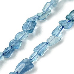 Aquamarine Natural Aquamarine Beads Strands, Nuggets Shape, 6x8mm, Hole: 1mm, about 59pcs/strand, 15.55''(39.5cm)