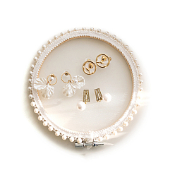 Белый Бамбуковая тарелка для украшений, лоток для хранения колец, , Серьги, белые, 140 мм