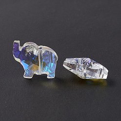 Sky Blue Transparent Glass Beads, Elephant, Sky Blue, 13x15x8.5mm, Hole: 1.2mm